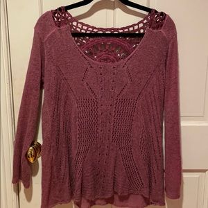 Magenta oversized Italian embroidered sweater